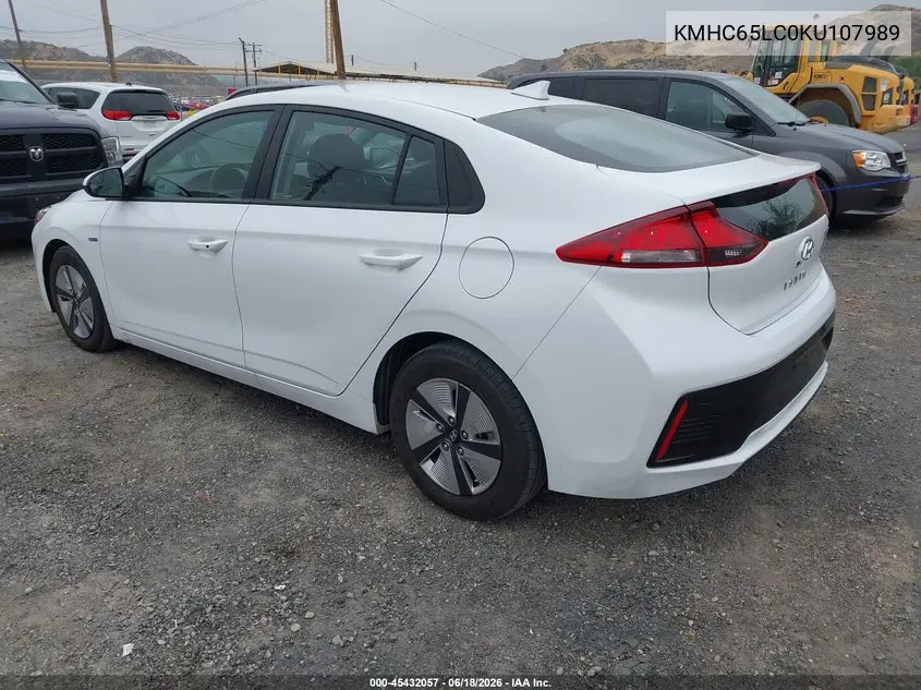 2019 Hyundai Ioniq Hybrid Blue VIN: KMHC65LC0KU107989 Lot: 45432057