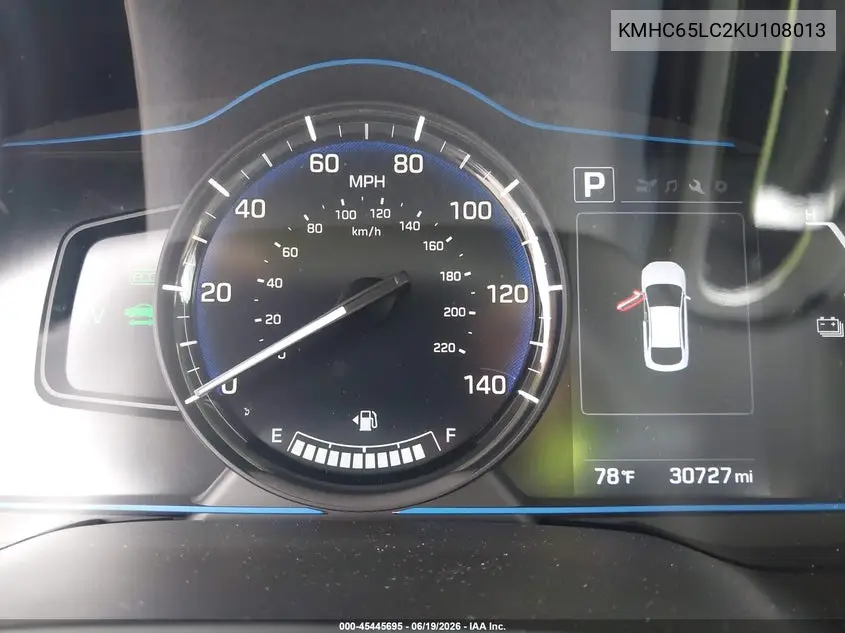 2019 Hyundai Ioniq Hybrid Blue VIN: KMHC65LC2KU108013 Lot: 45445695