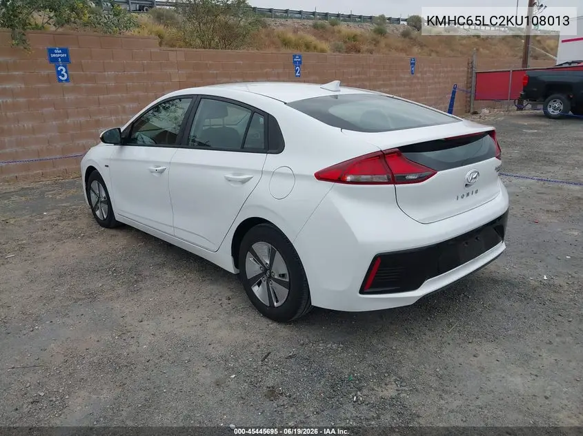 2019 Hyundai Ioniq Hybrid Blue VIN: KMHC65LC2KU108013 Lot: 45445695