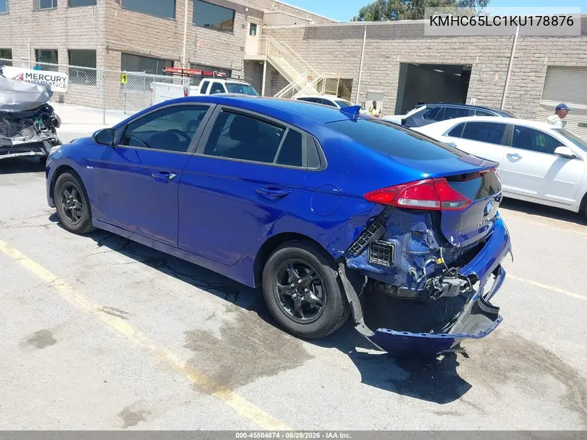 2019 Hyundai Ioniq Hybrid Blue VIN: KMHC65LC1KU178876 Lot: 45504874