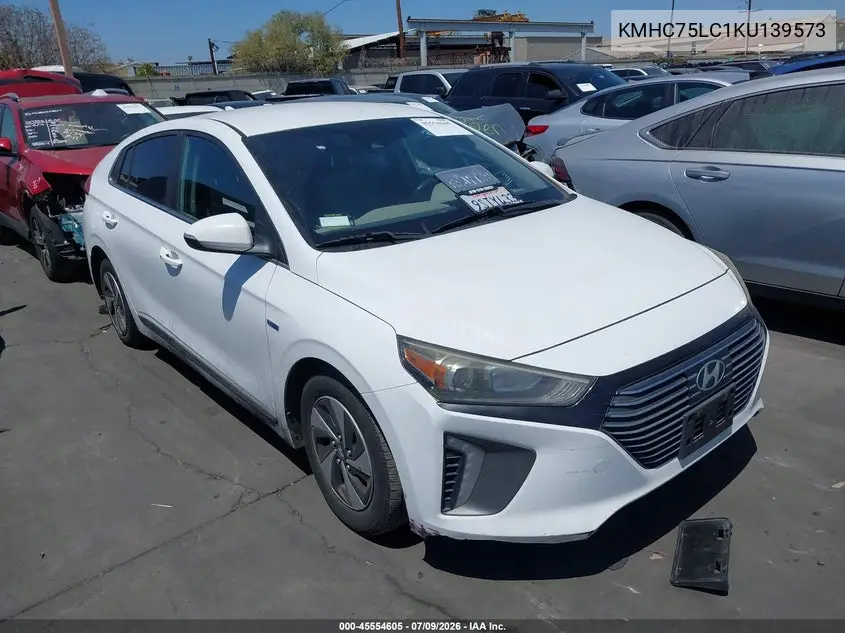 2019 Hyundai Ioniq Hybrid Sel VIN: KMHC75LC1KU139573 Lot: 45554605