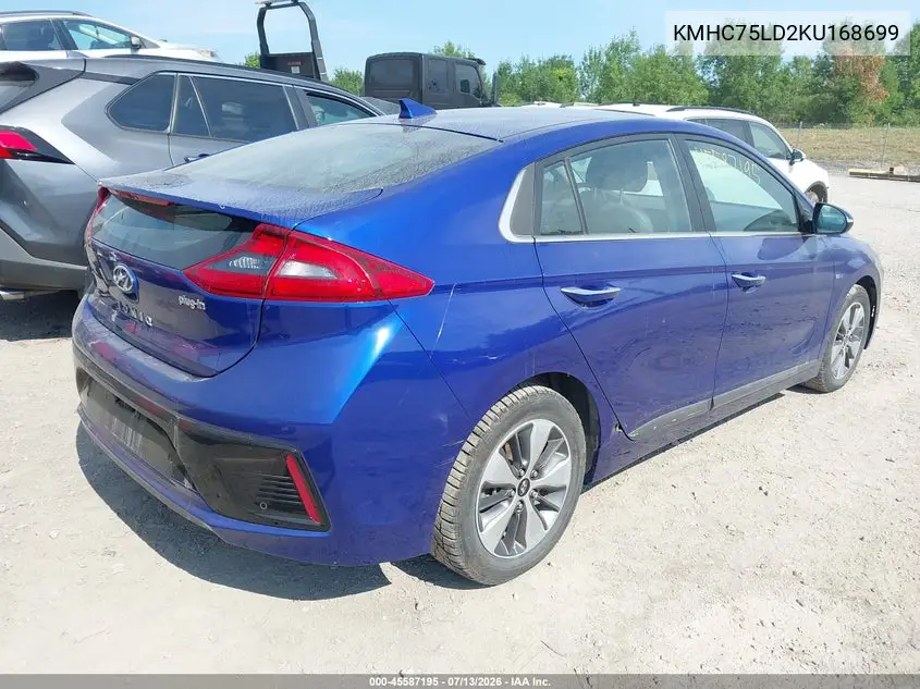 2019 Hyundai Ioniq Plug-In Hybrid Limited VIN: KMHC75LD2KU168699 Lot: 45587195