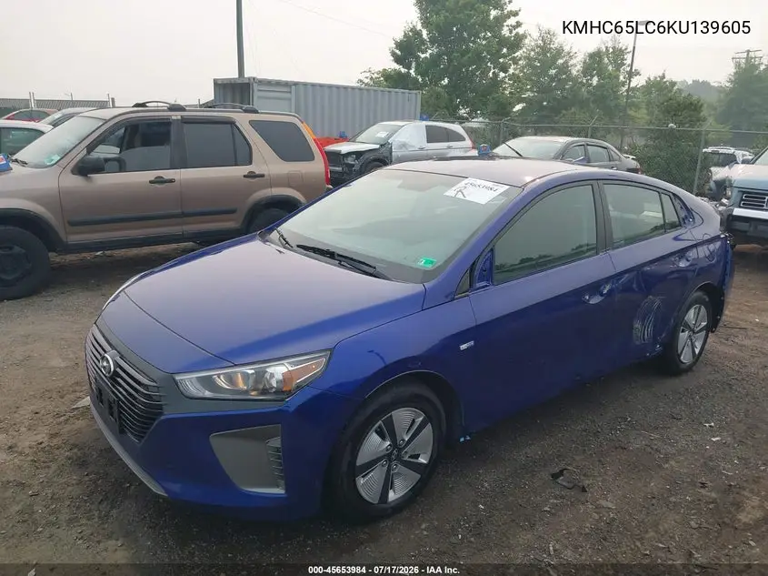 2019 Hyundai Ioniq Hybrid Blue VIN: KMHC65LC6KU139605 Lot: 45653984