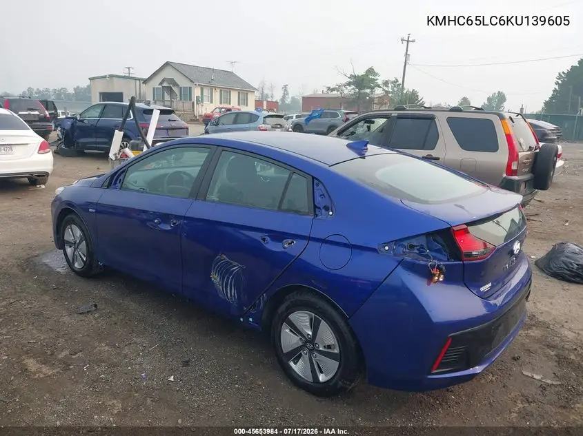2019 Hyundai Ioniq Hybrid Blue VIN: KMHC65LC6KU139605 Lot: 45653984