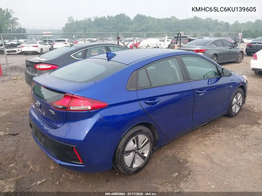 2019 Hyundai Ioniq Hybrid Blue VIN: KMHC65LC6KU139605 Lot: 45653984
