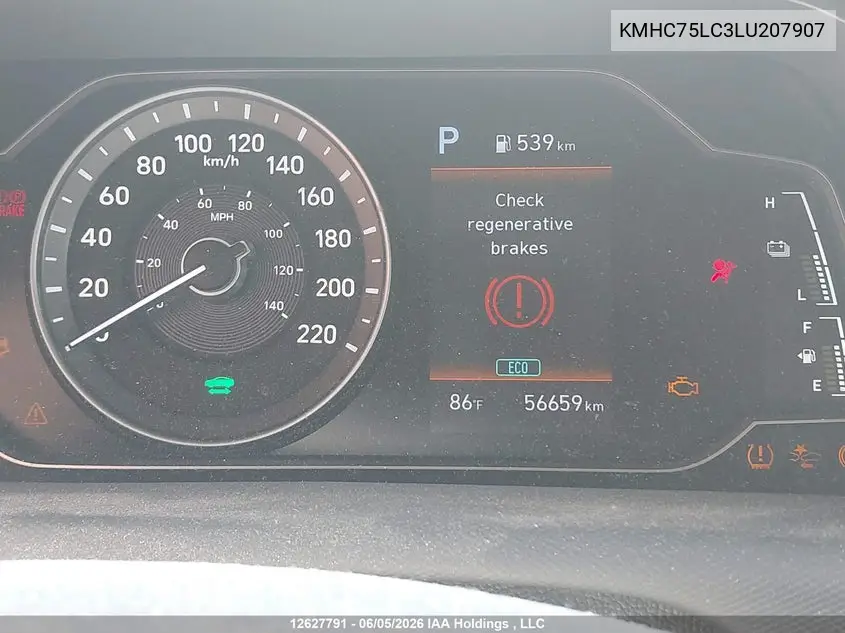 2020 Hyundai Ioniq VIN: KMHC75LC3LU207907 Lot: 12627791