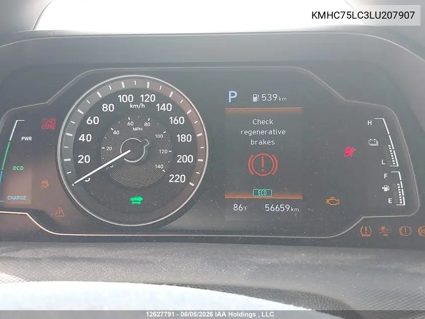 2020 Hyundai Ioniq VIN: KMHC75LC3LU207907 Lot: 12627791