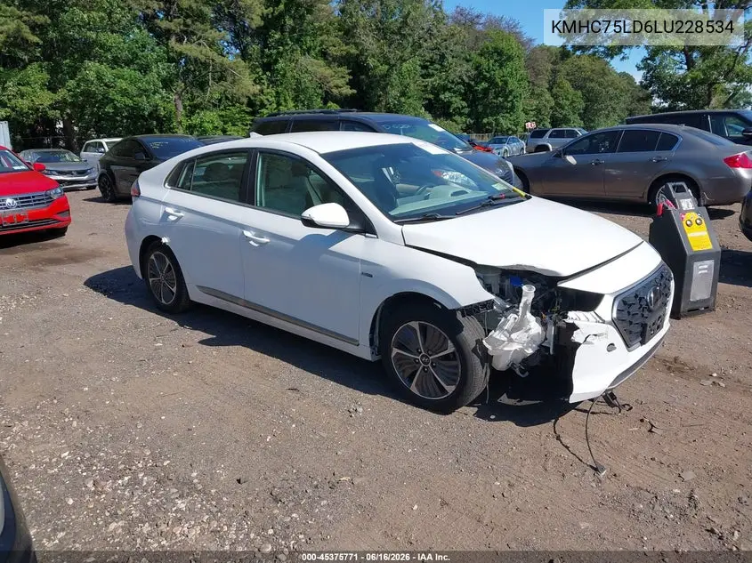 2020 Hyundai Ioniq Plug-In Hybrid Sel VIN: KMHC75LD6LU228534 Lot: 45375771