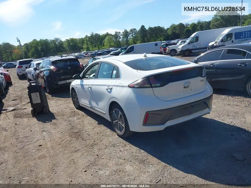 2020 Hyundai Ioniq Plug-In Hybrid Sel VIN: KMHC75LD6LU228534 Lot: 45375771