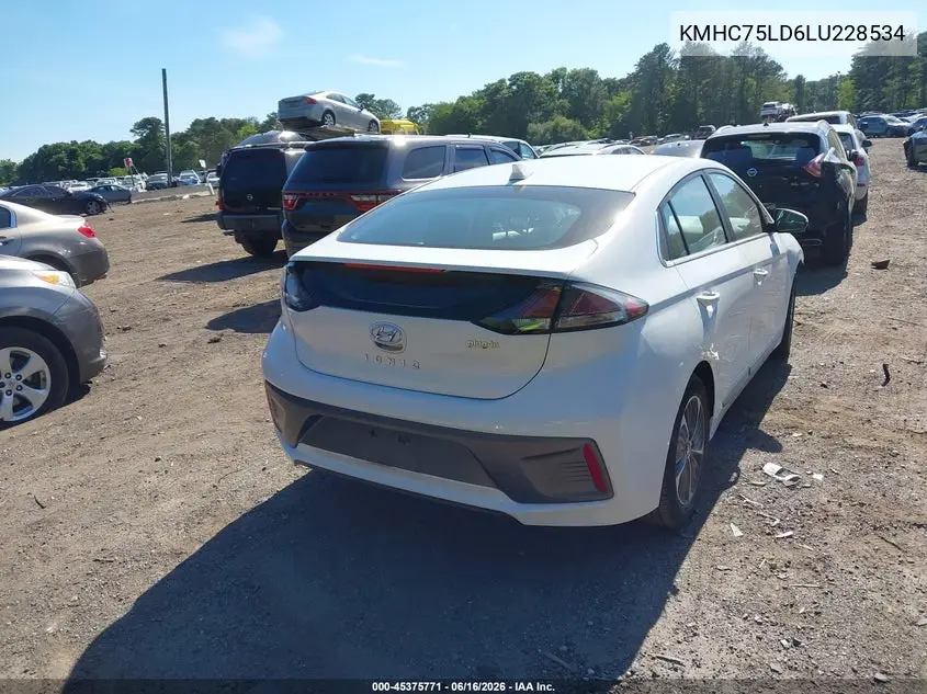 2020 Hyundai Ioniq Plug-In Hybrid Sel VIN: KMHC75LD6LU228534 Lot: 45375771