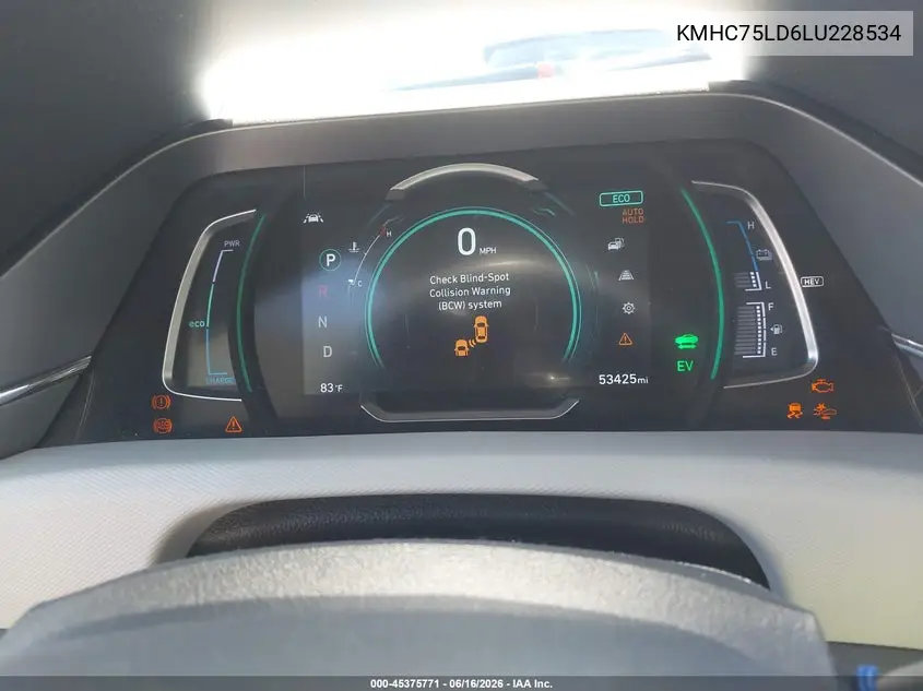 2020 Hyundai Ioniq Plug-In Hybrid Sel VIN: KMHC75LD6LU228534 Lot: 45375771