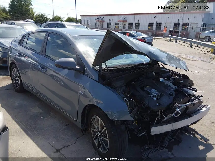 2020 Hyundai Ioniq Electric Se VIN: KMHC75LJ8LU074138 Lot: 45381301