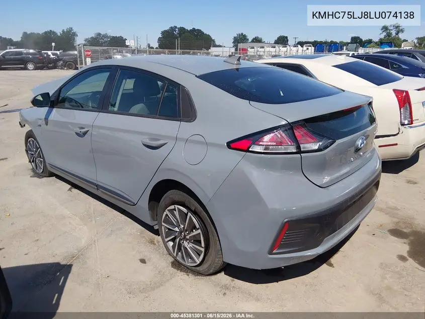 2020 Hyundai Ioniq Electric Se VIN: KMHC75LJ8LU074138 Lot: 45381301