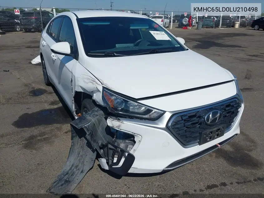 2020 Hyundai Ioniq Plug-In Hybrid Se VIN: KMHC65LD0LU210498 Lot: 45401364