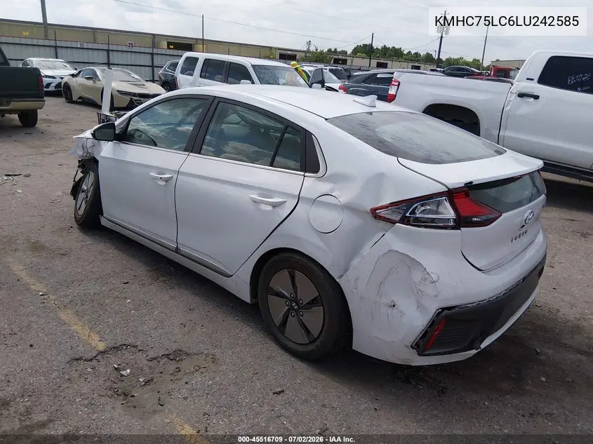 2020 Hyundai Ioniq Hybrid Se VIN: KMHC75LC6LU242585 Lot: 45516709