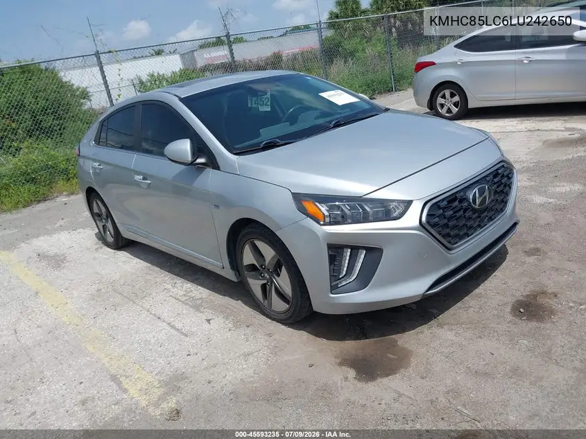 2020 Hyundai Ioniq Hybrid Sel VIN: KMHC85LC6LU242650 Lot: 45593235