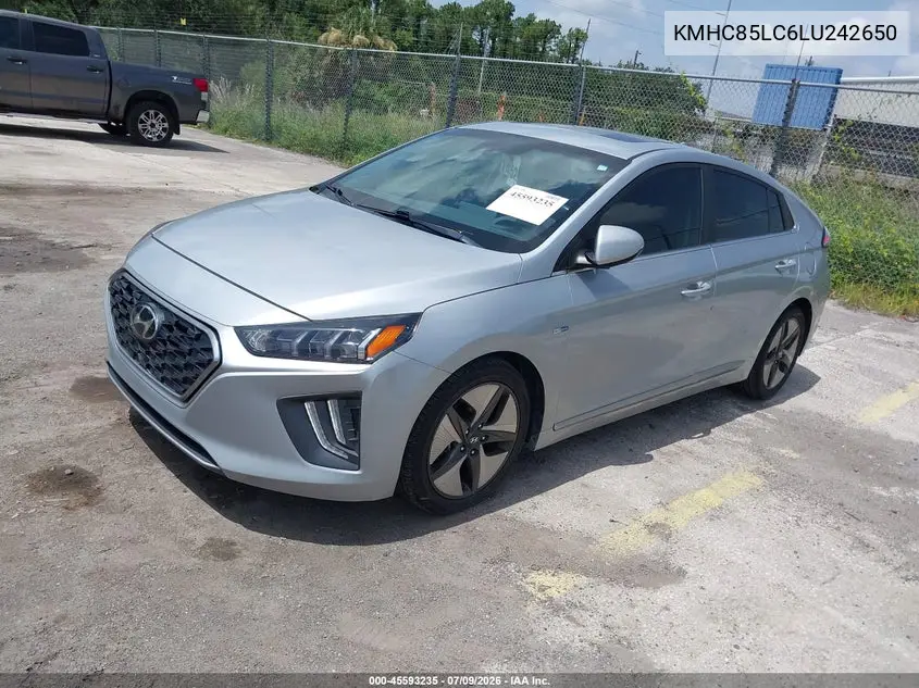 2020 Hyundai Ioniq Hybrid Sel VIN: KMHC85LC6LU242650 Lot: 45593235