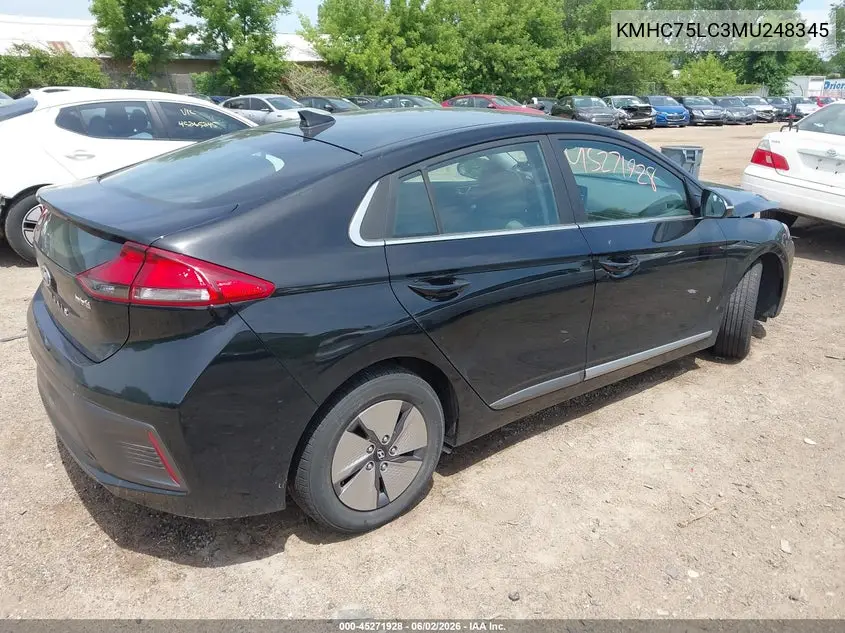 2021 Hyundai Ioniq Hybrid Se VIN: KMHC75LC3MU248345 Lot: 45271928
