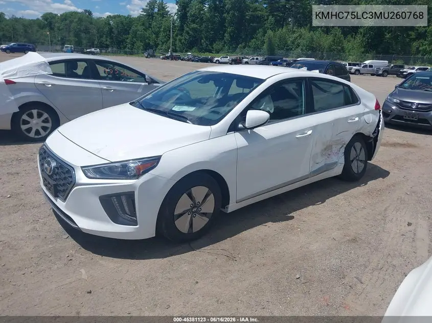 2021 Hyundai Ioniq Hybrid Se VIN: KMHC75LC3MU260768 Lot: 45381123