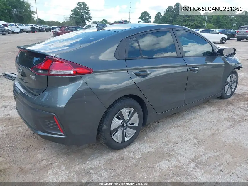 2022 Hyundai Ioniq Hybrid Blue VIN: KMHC65LC4NU281360 Lot: 45335707