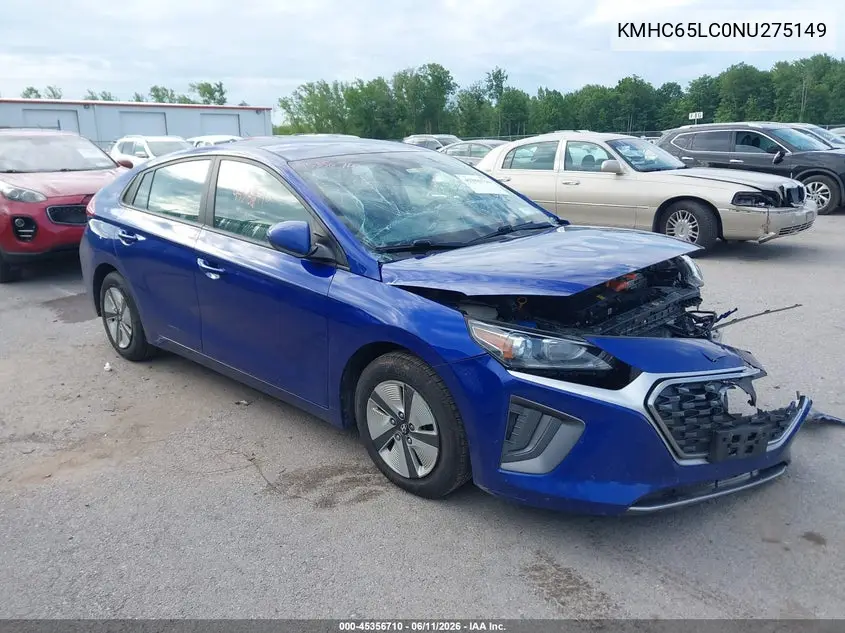 2022 Hyundai Ioniq Hybrid Blue VIN: KMHC65LC0NU275149 Lot: 45356710