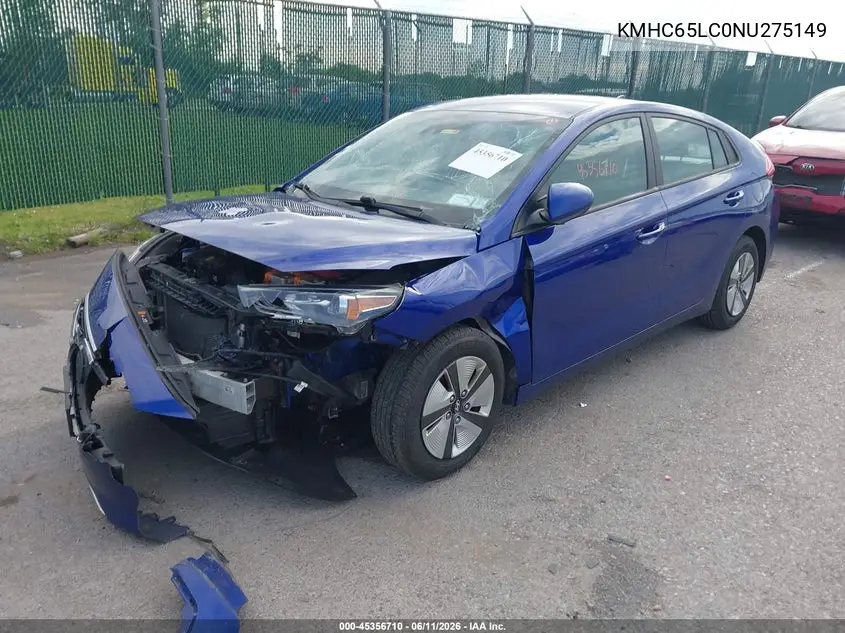 2022 Hyundai Ioniq Hybrid Blue VIN: KMHC65LC0NU275149 Lot: 45356710