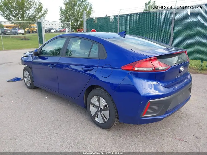 2022 Hyundai Ioniq Hybrid Blue VIN: KMHC65LC0NU275149 Lot: 45356710