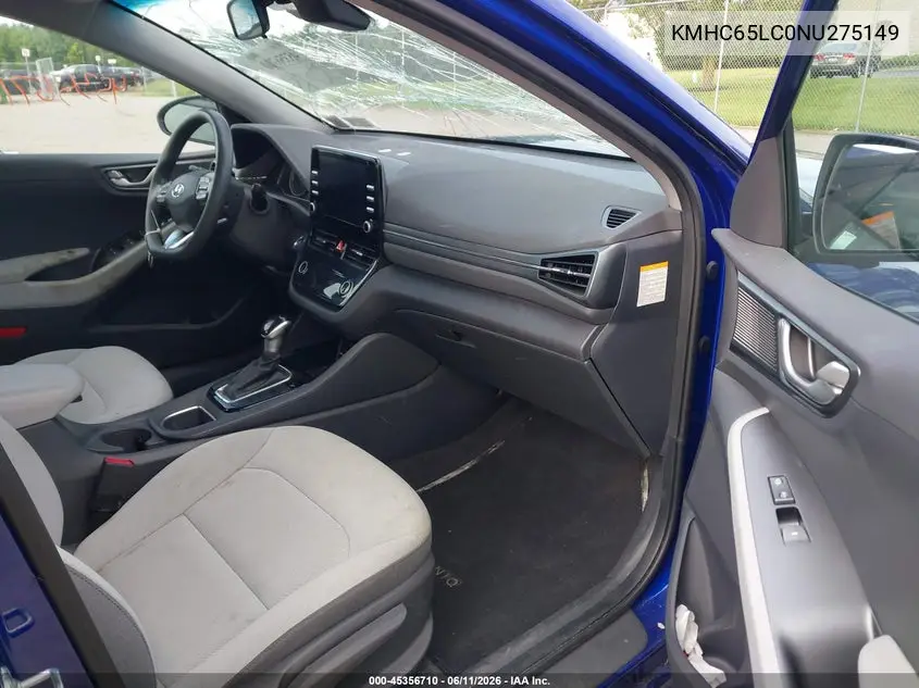 2022 Hyundai Ioniq Hybrid Blue VIN: KMHC65LC0NU275149 Lot: 45356710