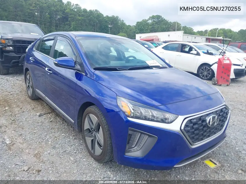2022 Hyundai Ioniq Hybrid Limited VIN: KMHC05LC5NU270255 Lot: 45599295