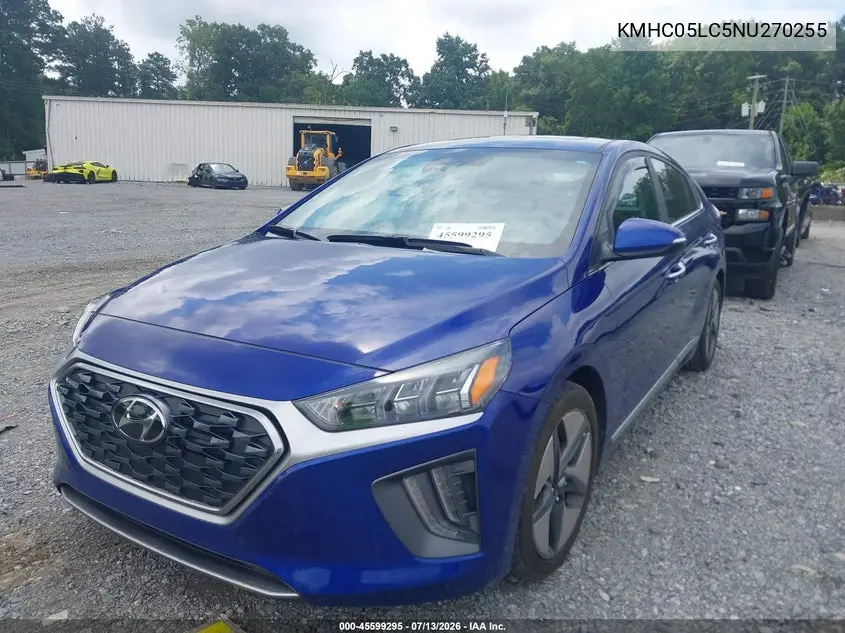 2022 Hyundai Ioniq Hybrid Limited VIN: KMHC05LC5NU270255 Lot: 45599295