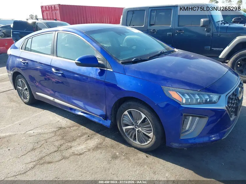2022 Hyundai Ioniq Plug-In Hybrid Sel VIN: KMHC75LD3NU265298 Lot: 45618524