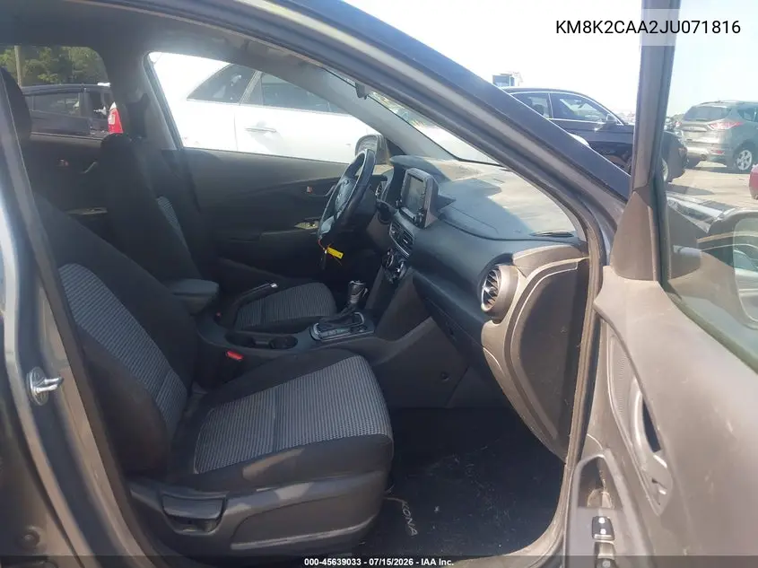 2018 Hyundai Kona Sel VIN: KM8K2CAA2JU071816 Lot: 45639033