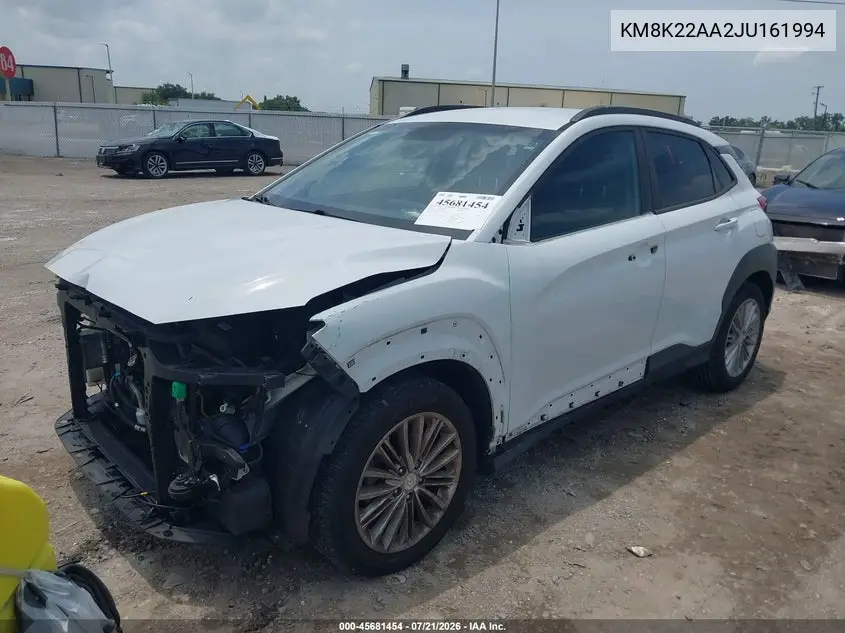 2018 Hyundai Kona Sel VIN: KM8K22AA2JU161994 Lot: 45681454