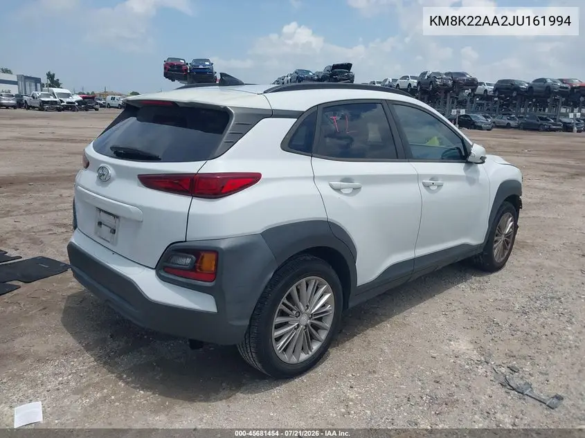 2018 Hyundai Kona Sel VIN: KM8K22AA2JU161994 Lot: 45681454
