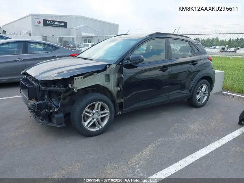 2019 Hyundai Kona VIN: KM8K12AAXKU295611 Lot: 12651548