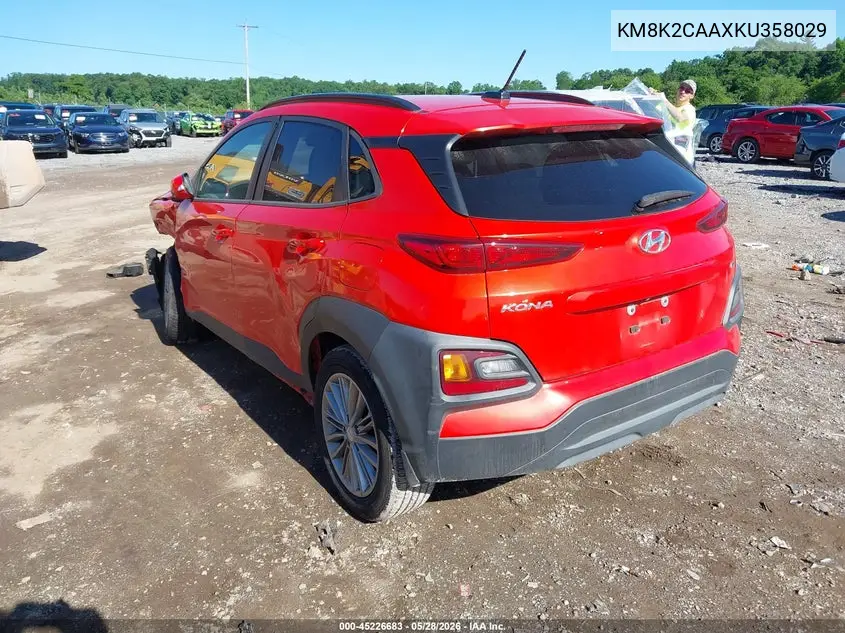 2019 Hyundai Kona Sel VIN: KM8K2CAAXKU358029 Lot: 45226683