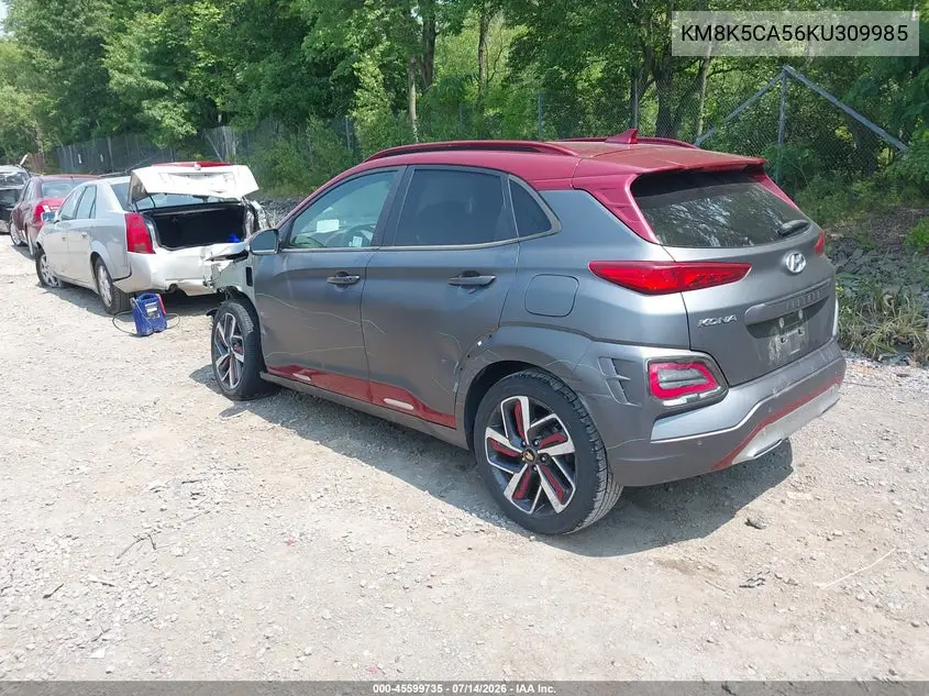 2019 Hyundai Kona Iron Man VIN: KM8K5CA56KU309985 Lot: 45599735