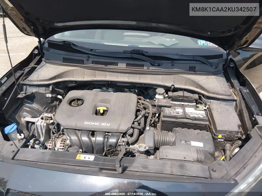 2019 Hyundai Kona Se VIN: KM8K1CAA2KU342507 Lot: 45622400