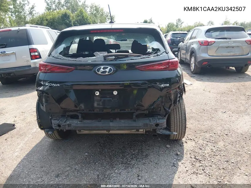 2019 Hyundai Kona Se VIN: KM8K1CAA2KU342507 Lot: 45622400