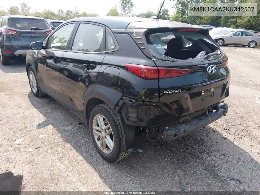 2019 Hyundai Kona Se VIN: KM8K1CAA2KU342507 Lot: 45622400