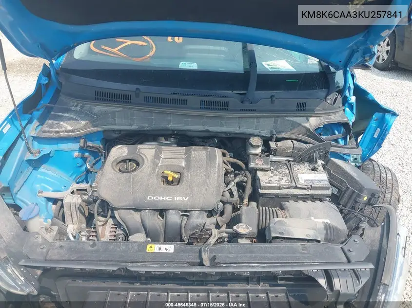 2019 Hyundai Kona Sel VIN: KM8K6CAA3KU257841 Lot: 45646348