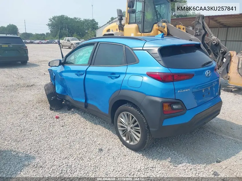 2019 Hyundai Kona Sel VIN: KM8K6CAA3KU257841 Lot: 45646348