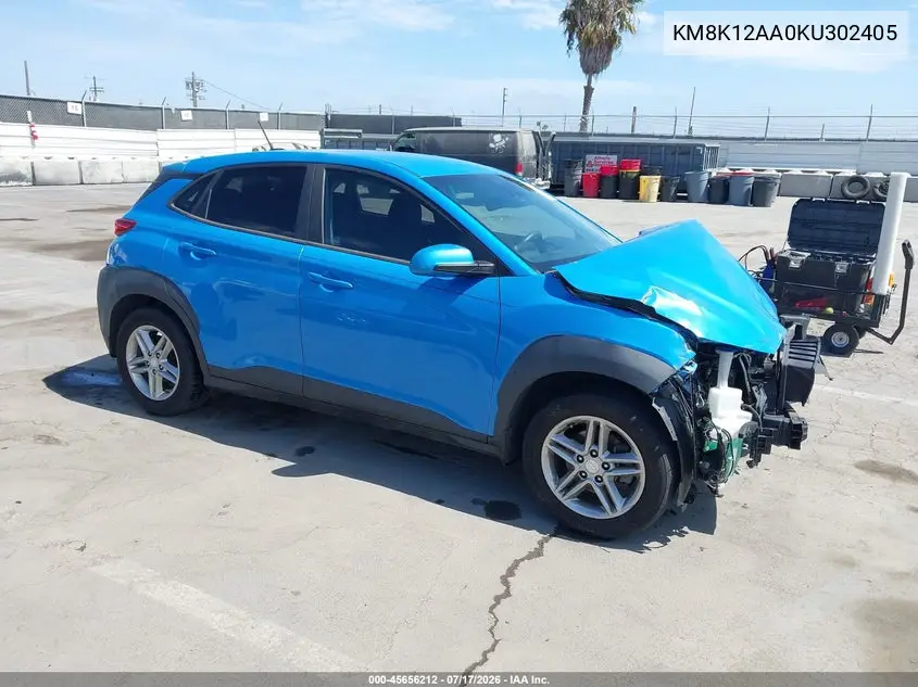2019 Hyundai Kona Se VIN: KM8K12AA0KU302405 Lot: 45656212