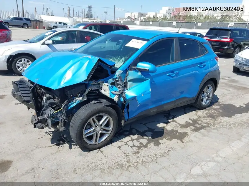 2019 Hyundai Kona Se VIN: KM8K12AA0KU302405 Lot: 45656212