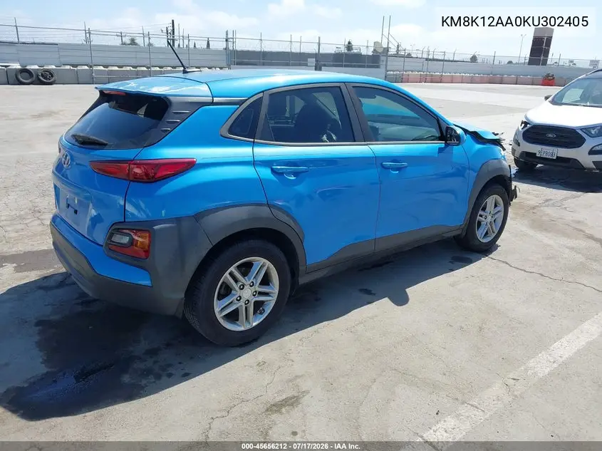 2019 Hyundai Kona Se VIN: KM8K12AA0KU302405 Lot: 45656212