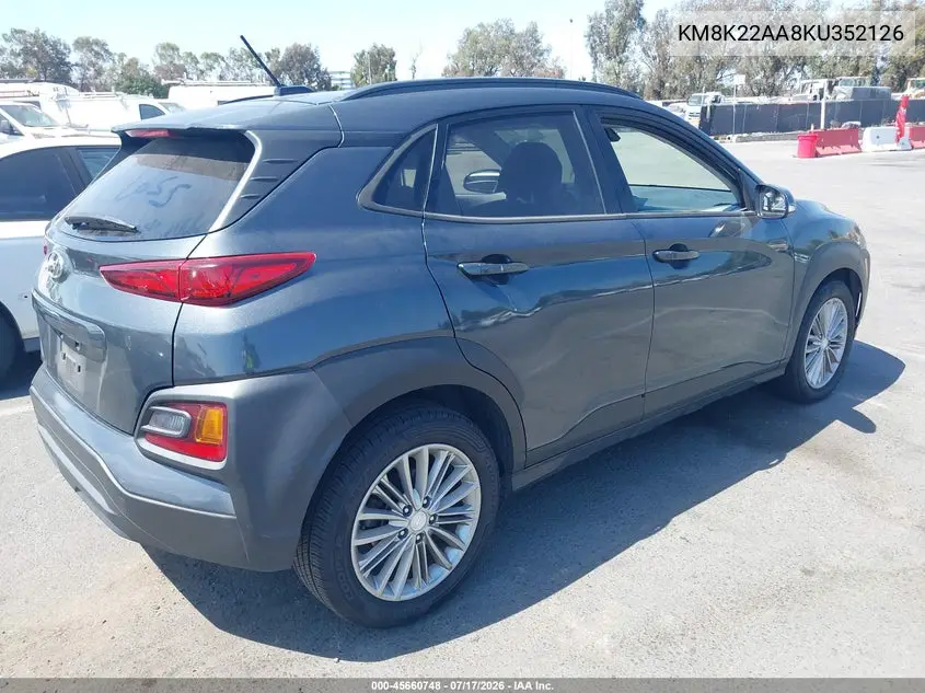 2019 Hyundai Kona Sel VIN: KM8K22AA8KU352126 Lot: 45660748