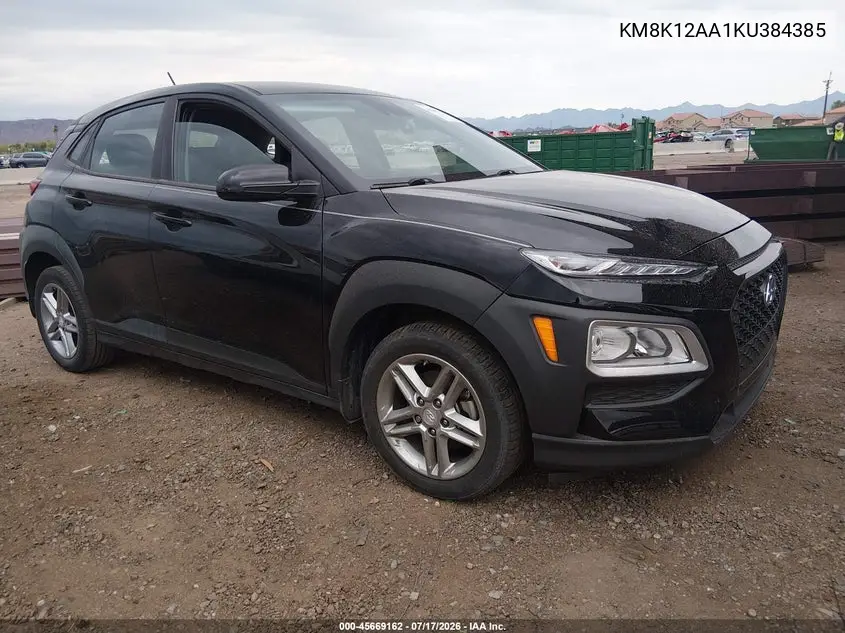 2019 Hyundai Kona Se VIN: KM8K12AA1KU384385 Lot: 45669162