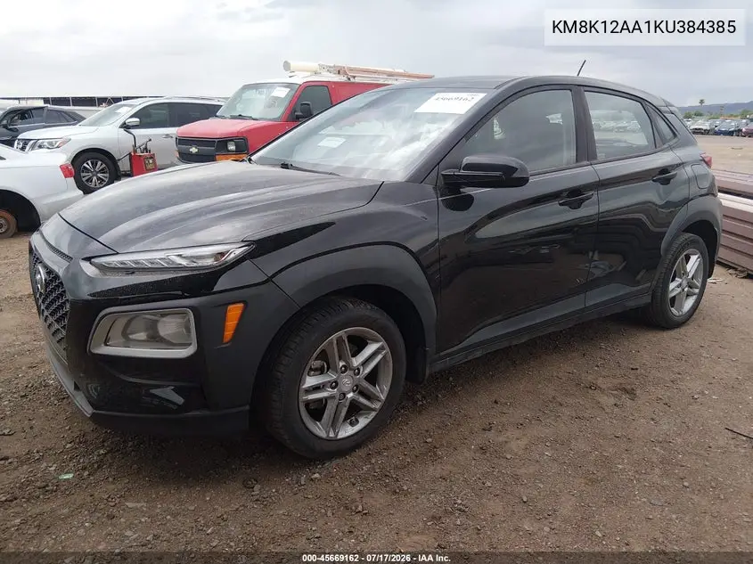 2019 Hyundai Kona Se VIN: KM8K12AA1KU384385 Lot: 45669162