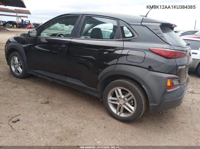 2019 Hyundai Kona Se VIN: KM8K12AA1KU384385 Lot: 45669162