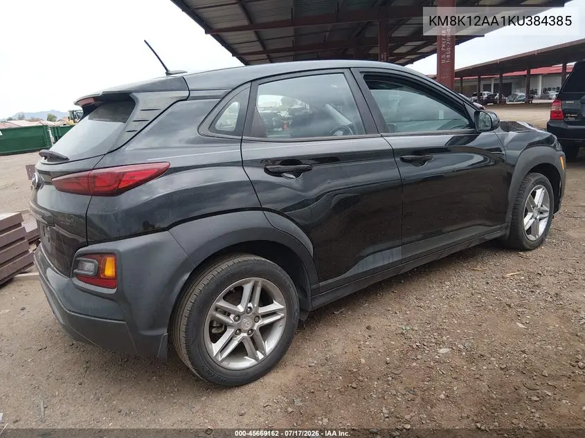 2019 Hyundai Kona Se VIN: KM8K12AA1KU384385 Lot: 45669162